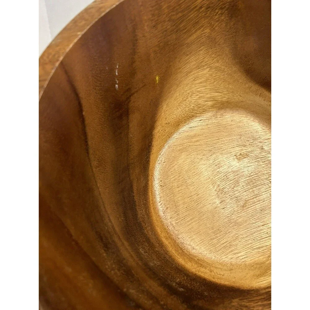Round Wood Dough Bowl 12” x 4” Farmhouse Variegated Color